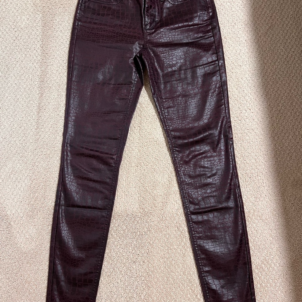 WHBM The Skinny Crocodile Embossed Coated Denim